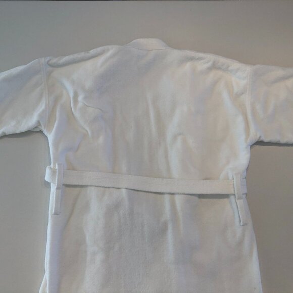 Hilasal Athleisure Open Front Heavy Terry Unisex Belted Bathrobe in White Sz OS - Picture 6 of 9